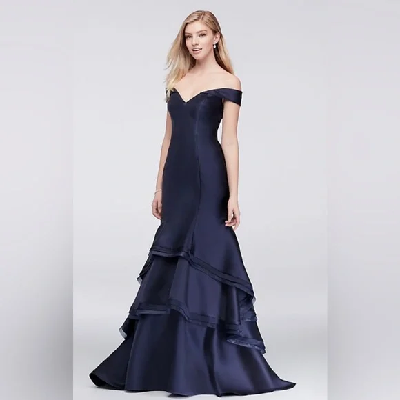 Xscape | Dresses | Xscape Tiered Offtheshoulder Satin Mermaid Dress Plus  Size Evening Dress | Poshmark